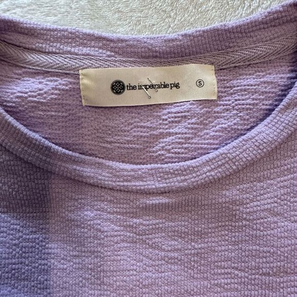 The Impeccable Pig MIXED MEDIA SHORT-SLEEVE MINI DRESS purple lilac Small - Picture 8 of 11